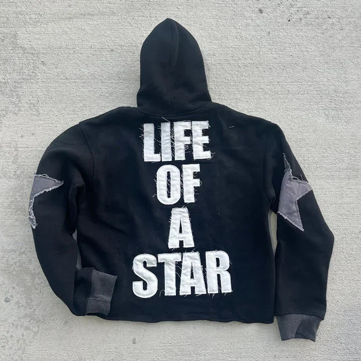 FallWinter 2024 American Retro Trend Letters Star Embroidery Oversize Hoodie Mens Y2K Harajuku Hip-Hop Gothic Casual Coat 241031