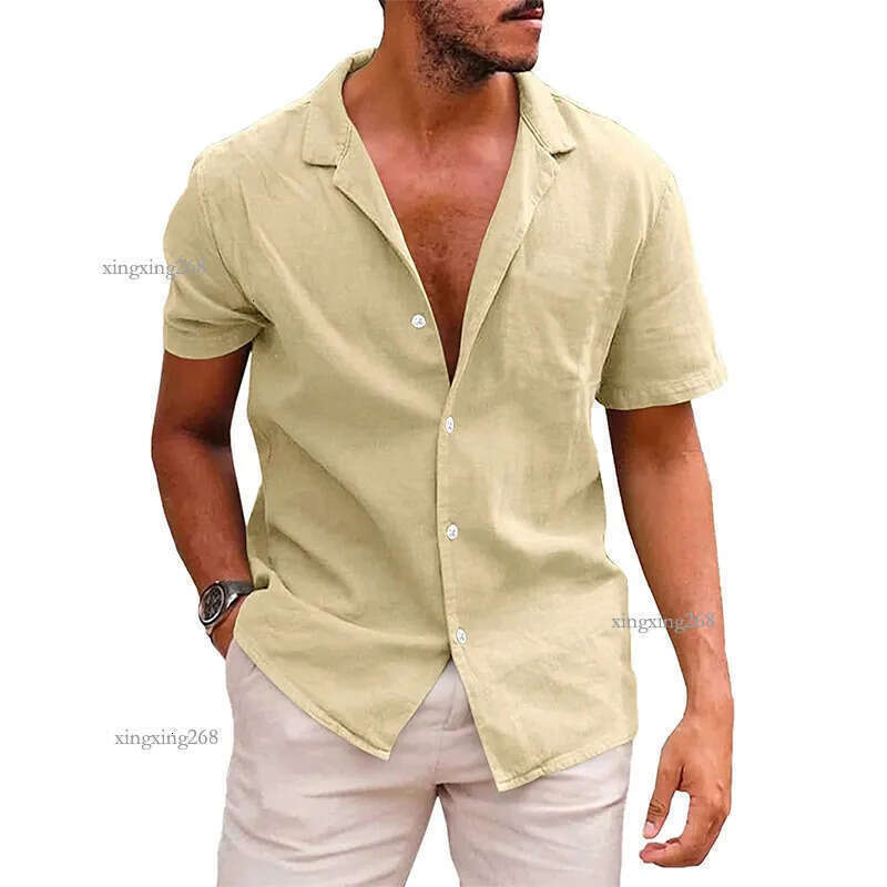 Men's Casual Shirts Men's Hawaiian Floral Shirt Loose Tropical Holiday Linen Beach