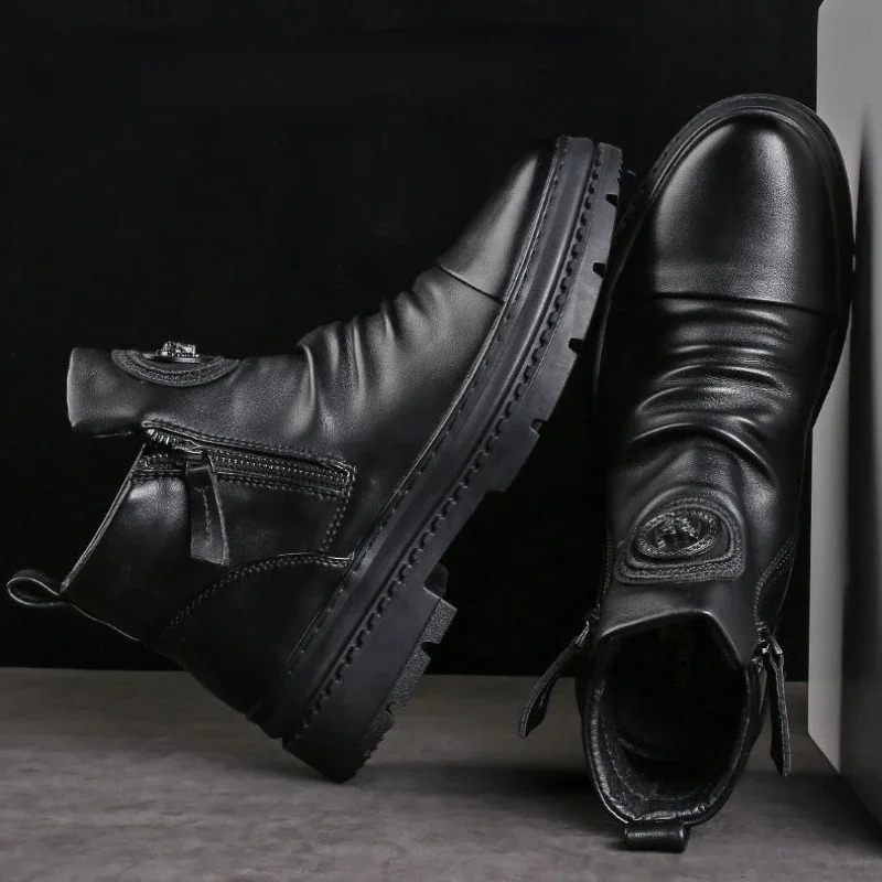 Mens leather boots mens casual shoes comfortable non slip wear-resistant shock-absorbing walking mens shoes Botas Para Hombre 241031