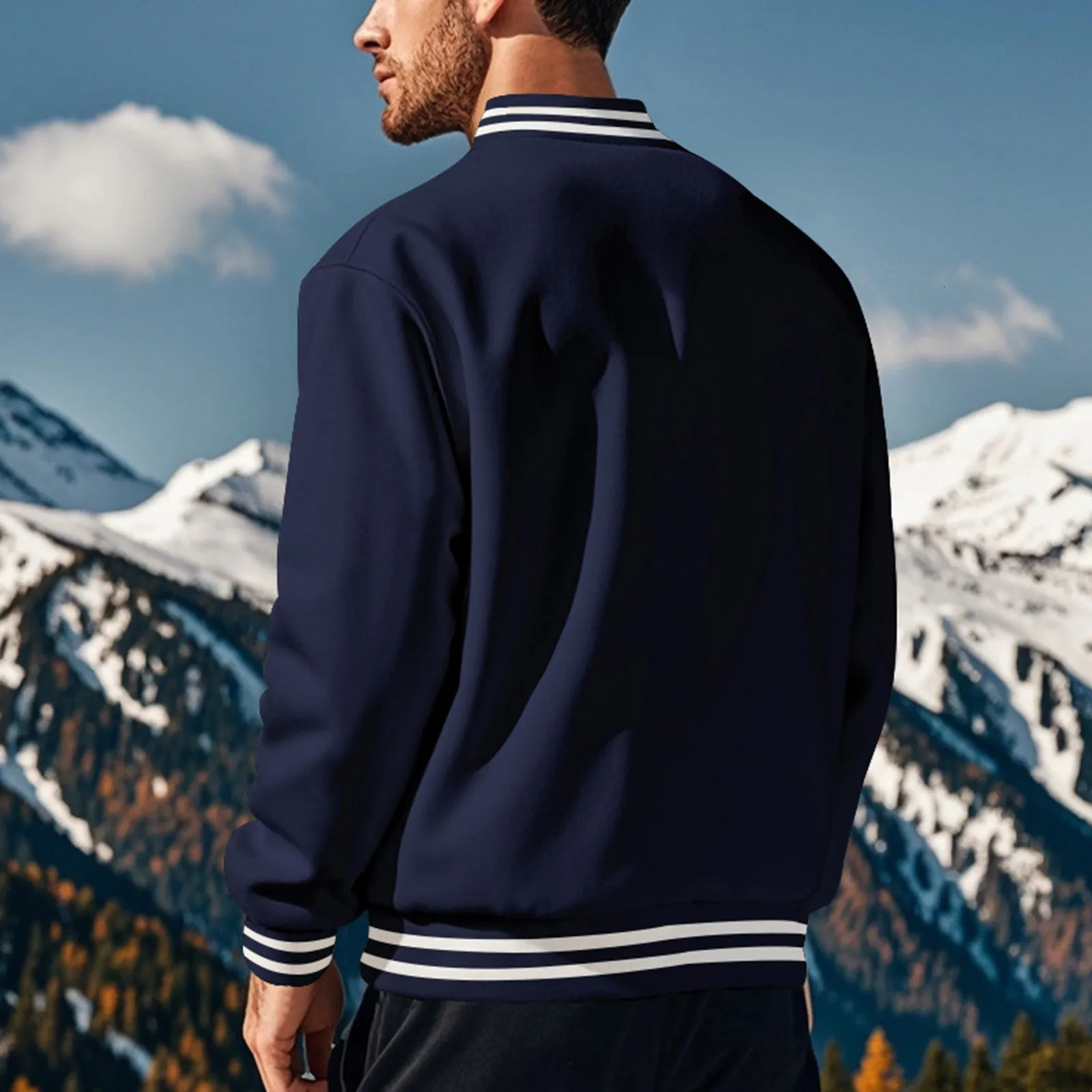 Mens spring and fall varsity jacket Solid color Korean fashion loose baseball uniform couple windproof waterproof bomber jacket 241031
