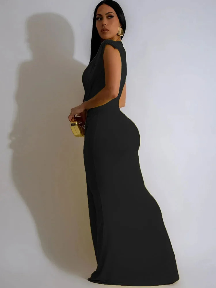 Elegant Ruched Bodycon Maxi Dresses for Women Birthday Night Party Evening Prom Deep V-neck Sheath Celebrity Formal Long Dress 241030