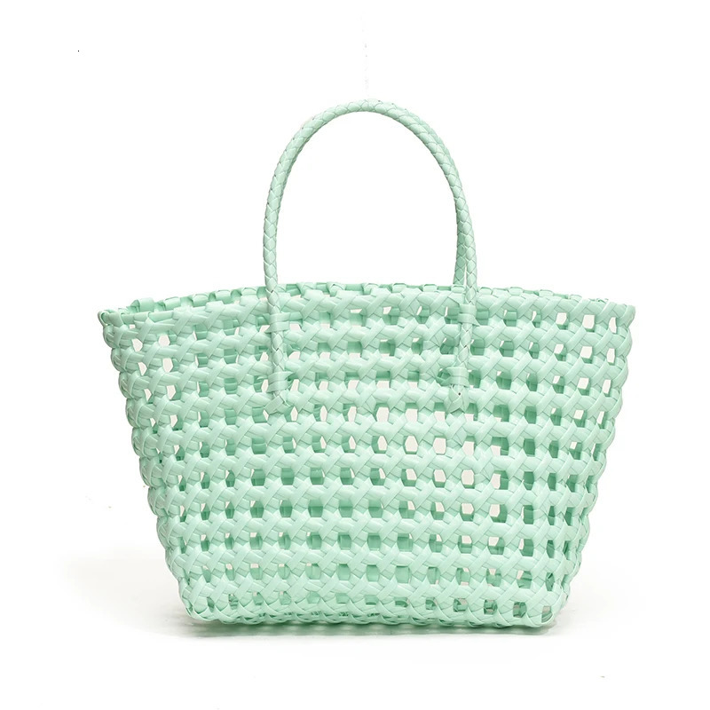 PVC Woven Tote Bag Summer Beach Large Capacity Plastic Hobo Hollow Out Fashion Shopping Trendy Handbag 241029