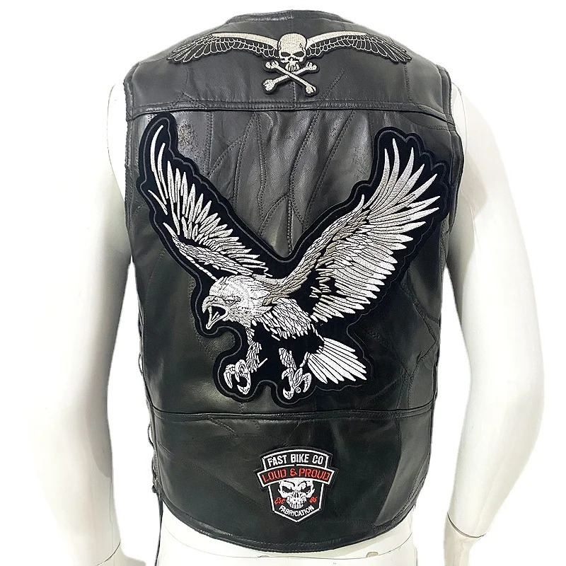 Casual Mens Moto Leather Vest Patch Motorcycle Sleeveless Jacket Biker Streetwear Waistcoat Locomotive Club Punk Veste 241031