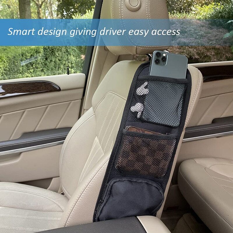 New Multifunctional Zipper Car Side Storage Bag With Mesh Pocket Things Holder Suitable For Cars