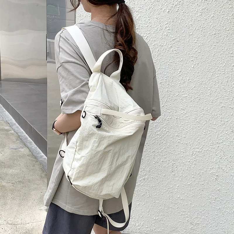 Hylhexyr Womens Waterproof Nylon Backpack Lightweight Travel Leisure Fashion Large Capacity Sports and Fitness Bag with Zipper 241031