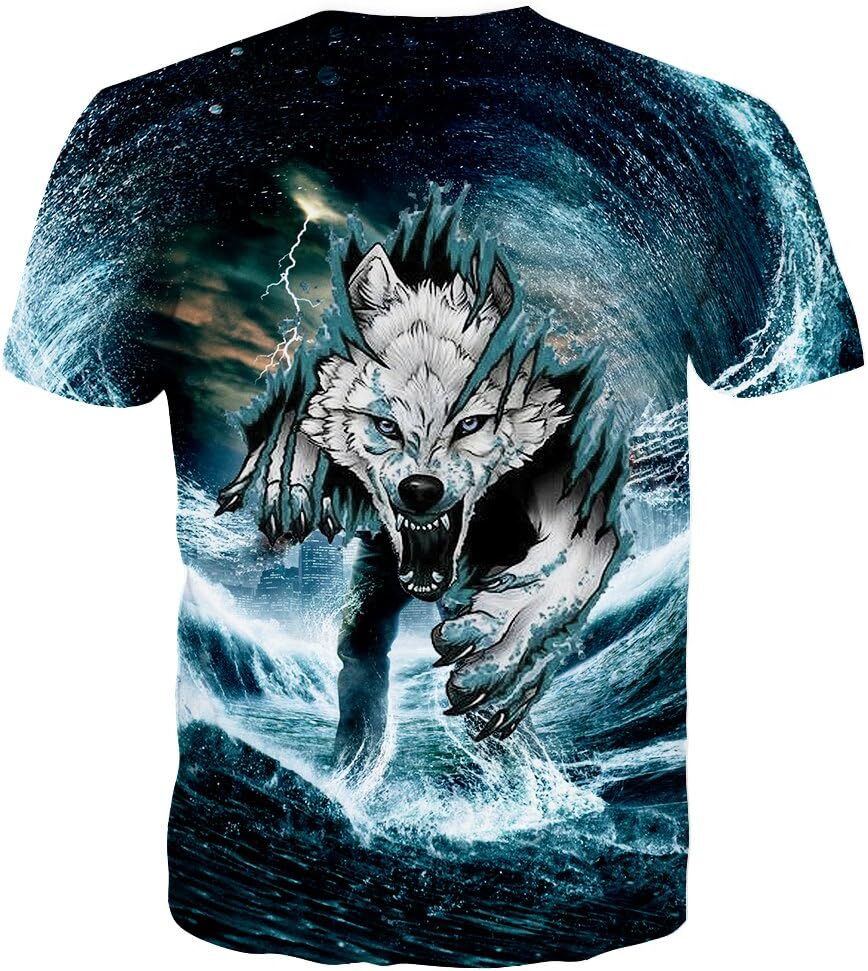Mens T shirt Mens T shirt Unisex 3D Graphic Print Shirts for Mens Women Casual Short Sleeve Tee Shirts Top tee Casual tops summer clothes tee wolf