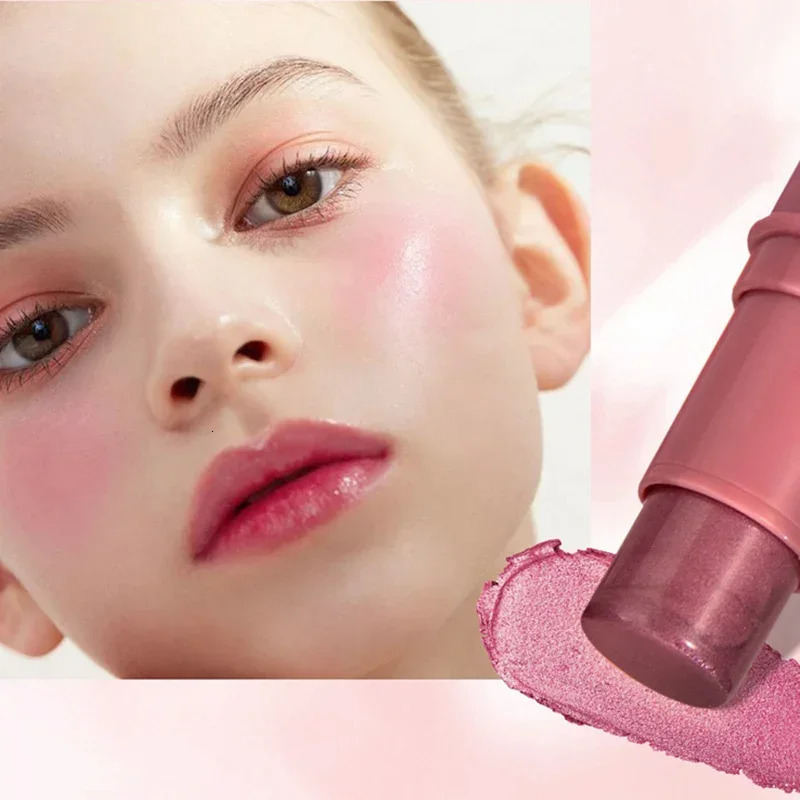 3-in-1 Cheek Blush Stick Lip Tinted Eyes Cheek Lips Brighten Cream Water-resistant Moisturizing Face Contouring Shadow Blusher 241031