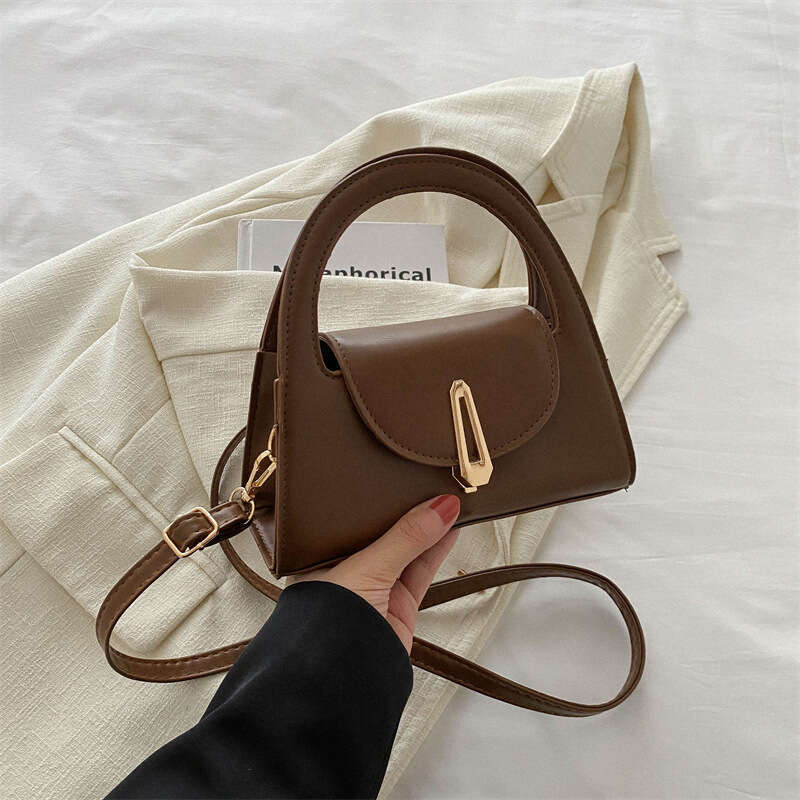 2024 Summer New Half-Round Solid Color Commuter Lock Bag For Women: Trendy & Stylish Casual Crossbody Option
