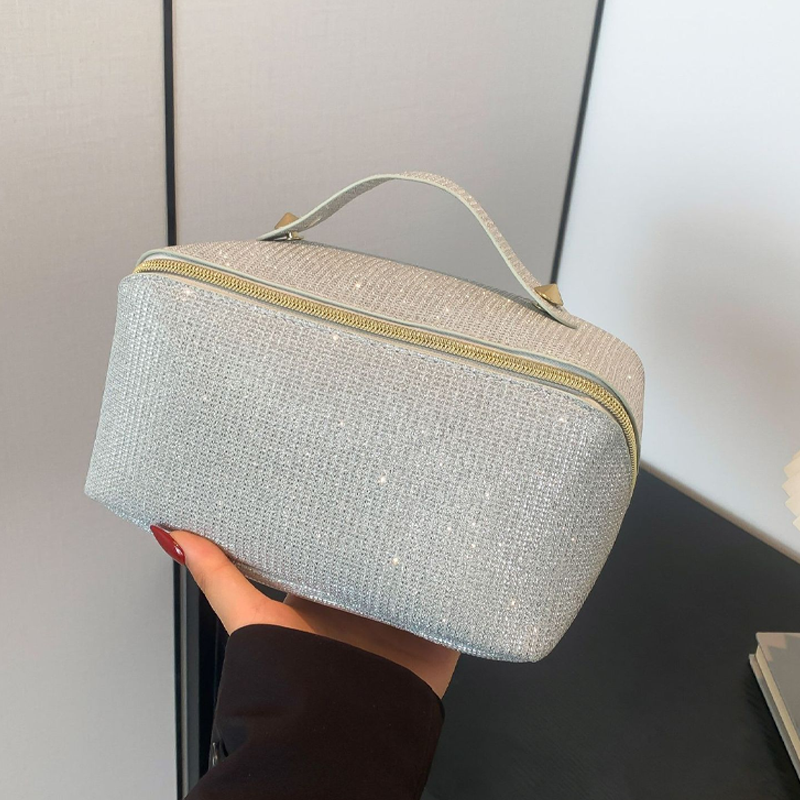 Tote bag new vertical stripes storage cosmetic bag large capacity senior sense of cute face value the tote bag