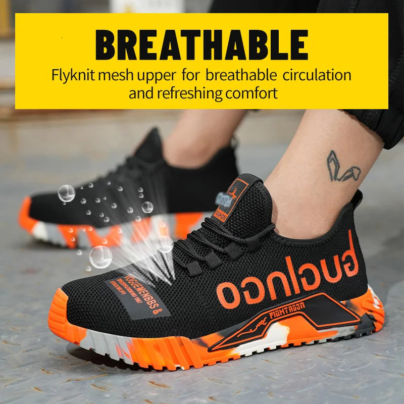 Fashion Sports Shoes Work Boots Puncture-Proof Safety Shoes Men Steel Toe Shoes Security Protective Shoes Indestructible 241031