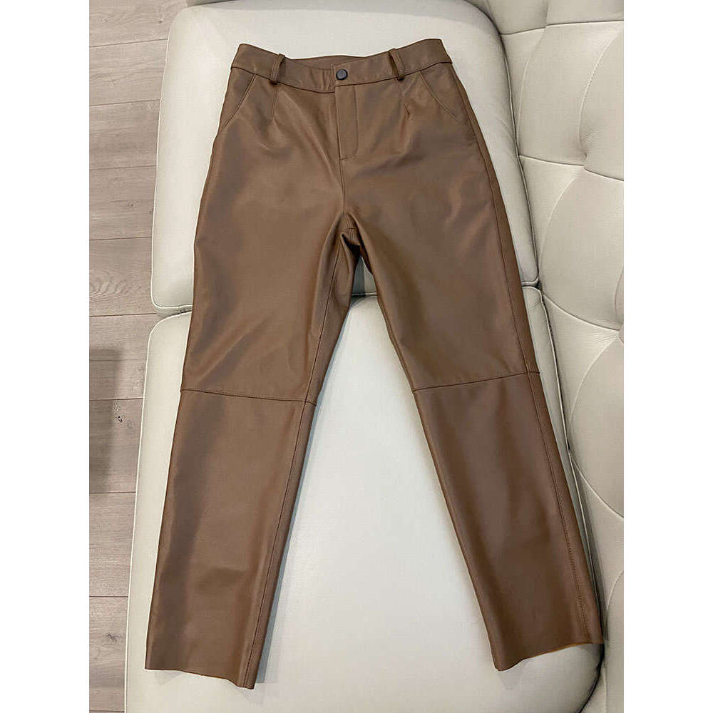 Cargo Pants 2024 New Korean Fashion Spring Autumn Genuine Leather Trousers Women Streetwear