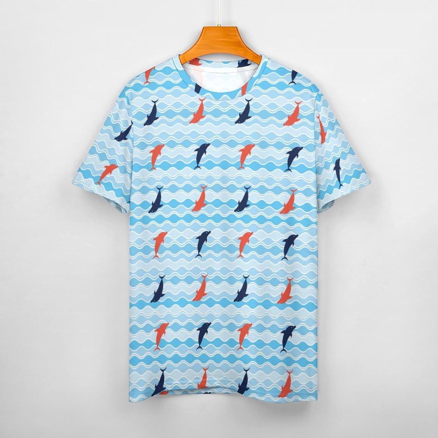 Mens T shirt Dolphins Pattern Cotton T-Shirt 3D Printed Casual Shirt Men's Crew Neck T-Shirt tee Casual tops summer clothes