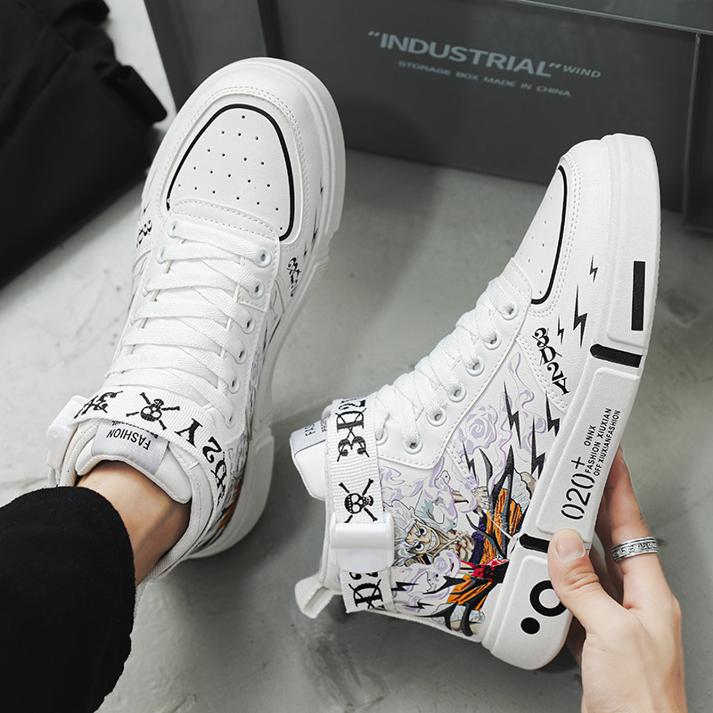 Anime Skateboarding Sneakers: Stylish Cartoon Print High Top Shoes High quality merchants for hot Men and Women