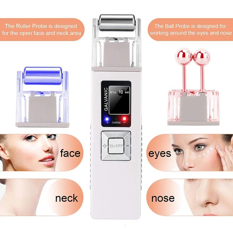 Microcurrent Galvanic Facial Massager Anti Aging Reduce Wrinkle Skin Tightening Face Lift Roller Skin Firming Machine Home Spa 241031