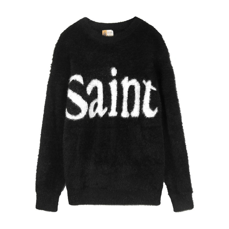 Letter SAINT Sweater Men Women Round Neck Pullover Hiphop Street Loose Knitted Sweatshirts 241031