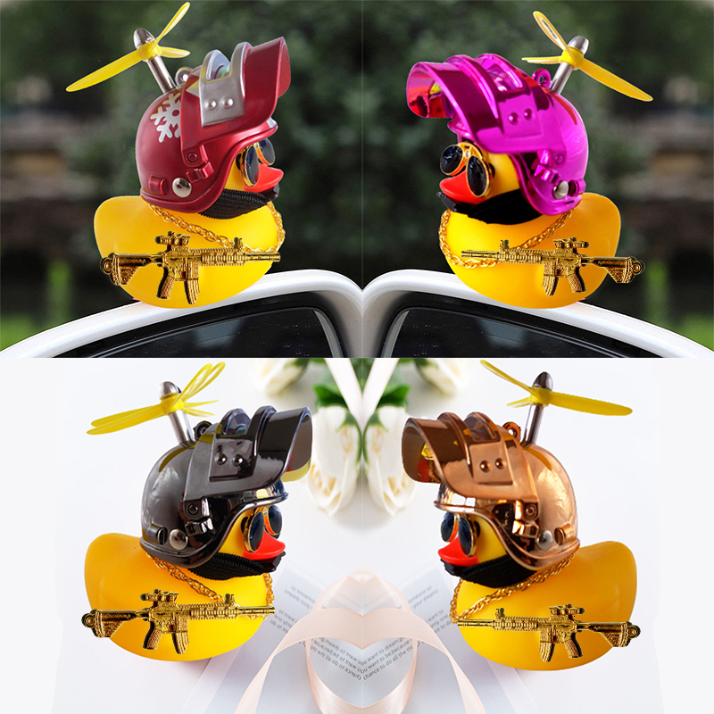 New Motor Yellow Ornaments With Helmet For Bike Without Lights Auto Accessories Duck In The Car Interior Decoration