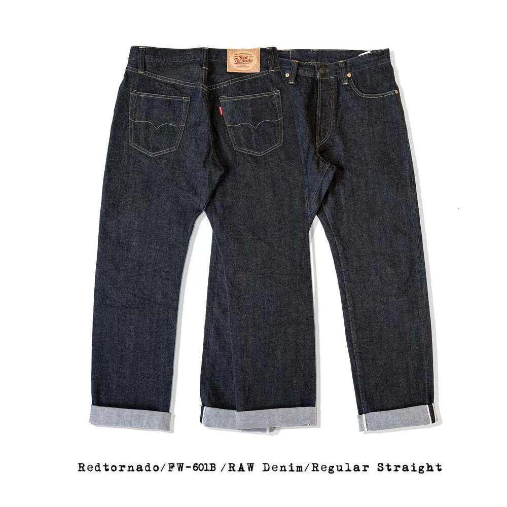 Red Tornado 1960S Model Seedge Black Jeans 601B Designer Denim Pants Straight Leg