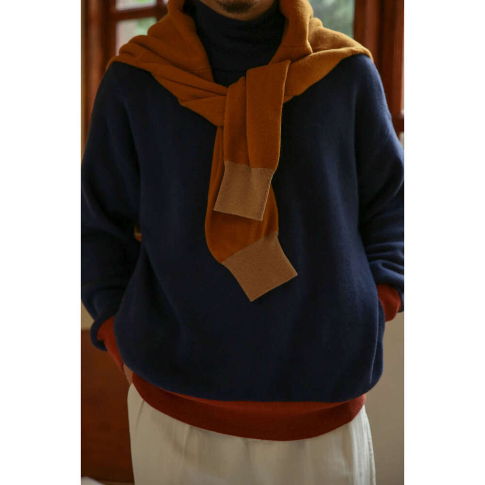 Second Order Turtleneck Men's Sweater Dropped Shoulder Two-Tone Knit Jumper