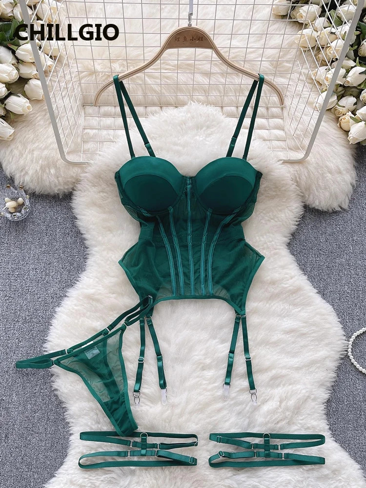 CHILLGIO Women Sexy Mesh Transparent Bra Brief Suits Fashion Erotic Intimate Lingerie Bodycon Push Up Underwire Underwear Sets 241031