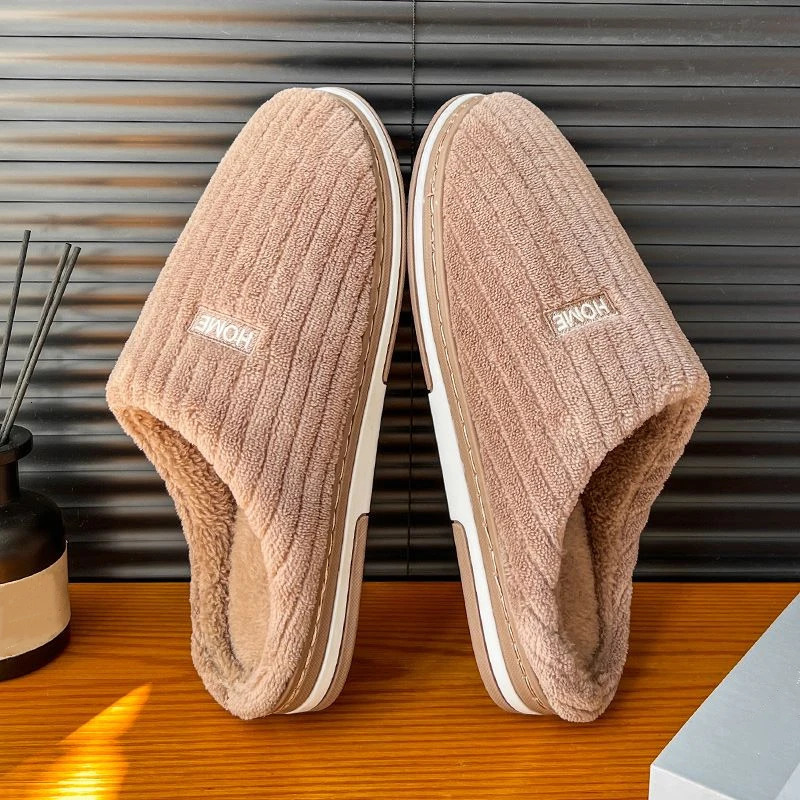 womens autumn and winter warm slider family bedroom casual non slip shoes couples indoor soft sole cotton plush slider 241031
