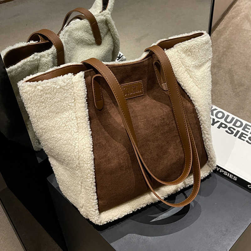 season lamb wool plush bag women, autumn winter new matte shoulder bag commuting 241015
