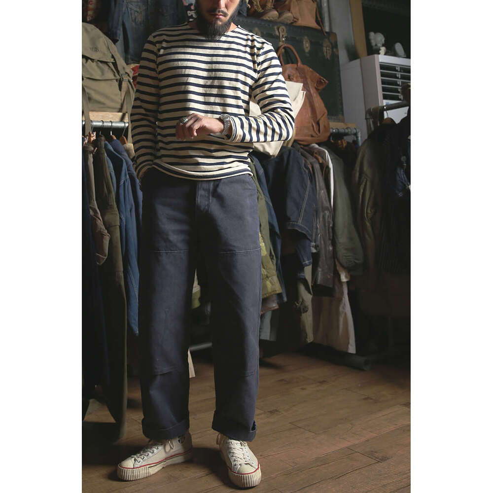 Bronson Sailor's Striped Shirt Vintage Fashion Breton Boat Collar Long Sleeve T-Shirt