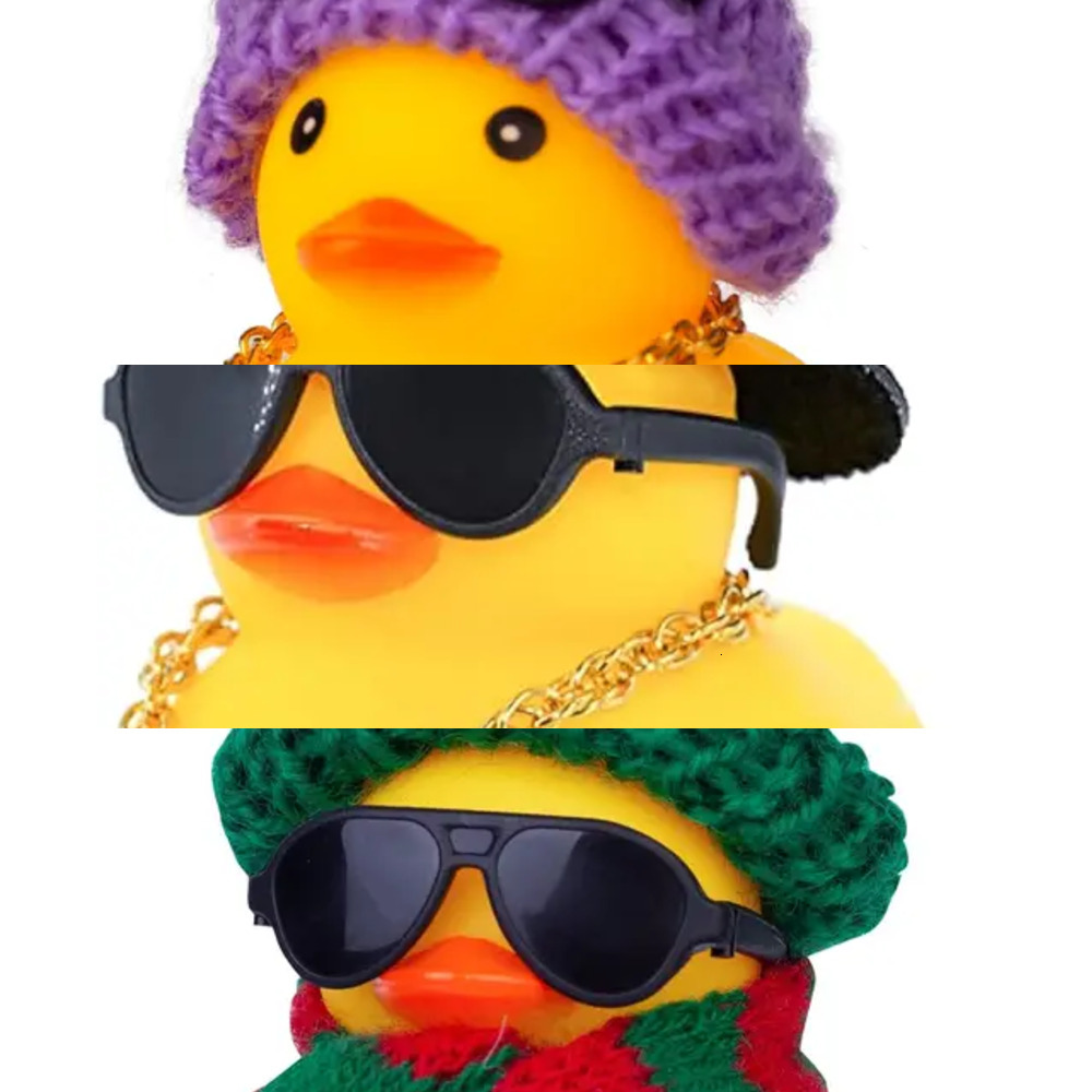 New 1Pc Cute Rubber Car Duck Decoration Dashboard With Cool Accessories Christmas Hat Sunglasses Scarf Or Necklace