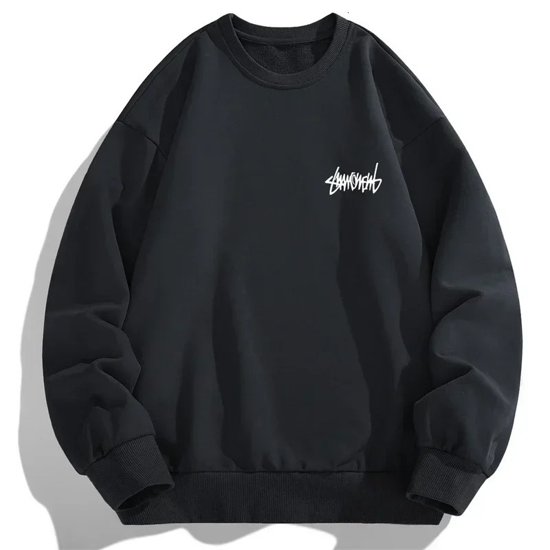 2024 Spring Autumn Men Casual Sweatshirts Harajuku Loose Streetwear Tops O Neck Pullover Hoody Solid Mens M3XL 241024