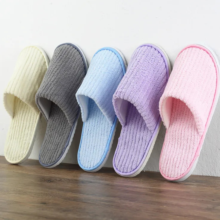 5 pairs/batch mixed color mens disposable el slippers cotton slippers family travel spa slippers el shoes 241031