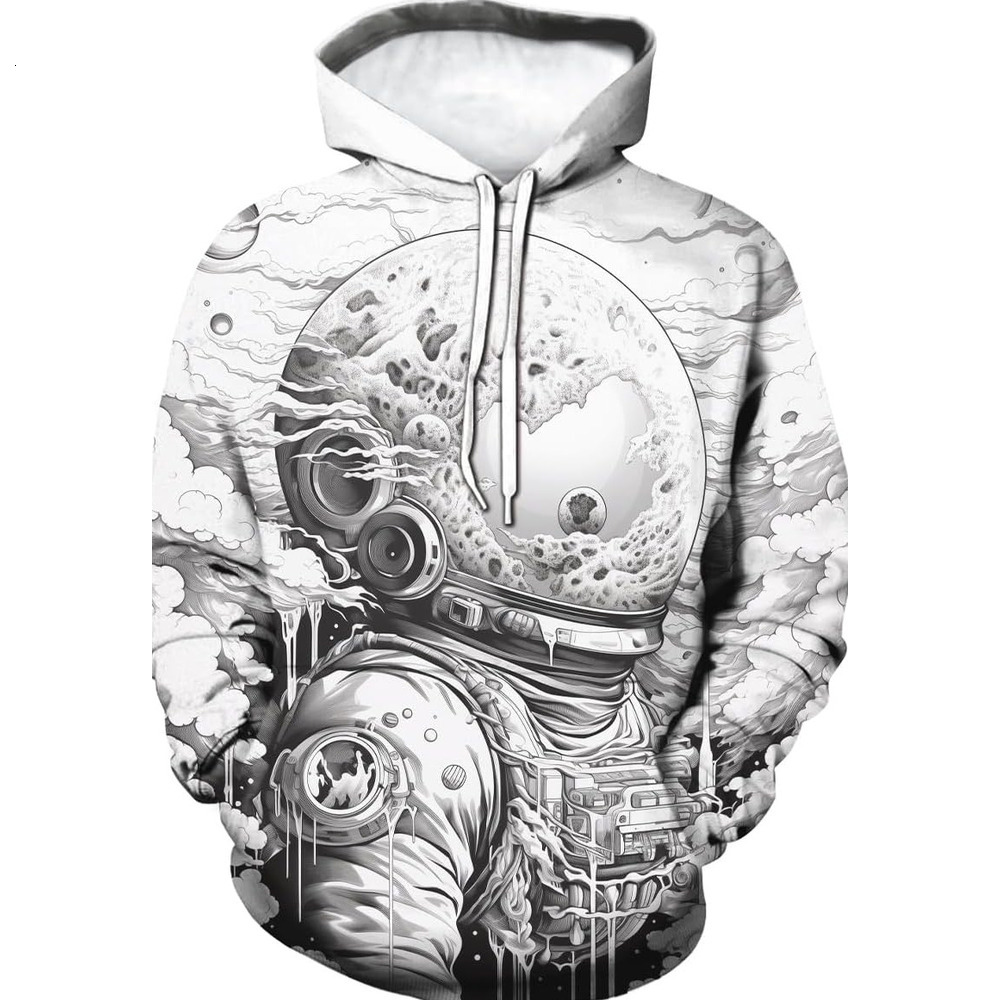 Hoodie for Mens Womens Astronaut Space Suit Pattern Hoodies For Men Planet Hooded Pullover With Pockets Graphic Warm Hip Hop cool