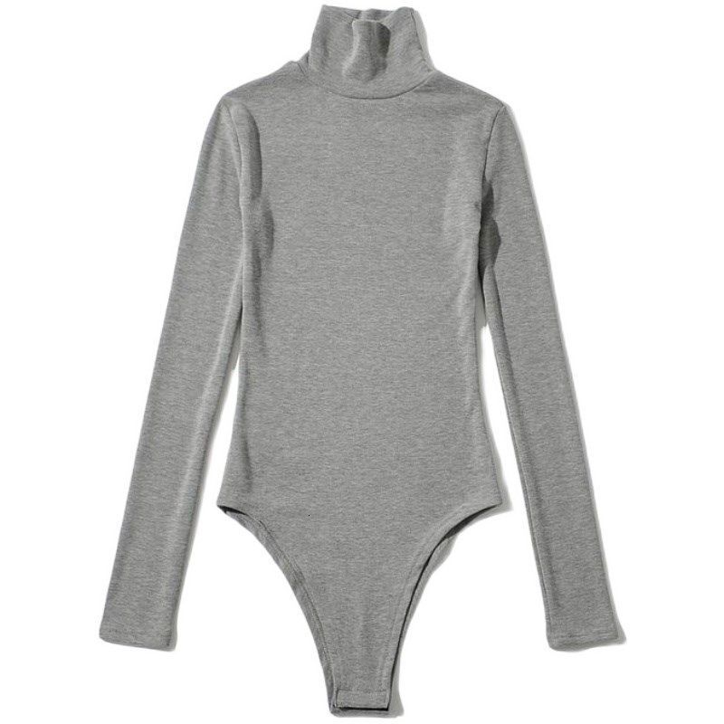 Designer style Instagram super hot slim fit slimming high neck long sleeved jumpsuit women's autumn and winter solid color versatile T-shirt base