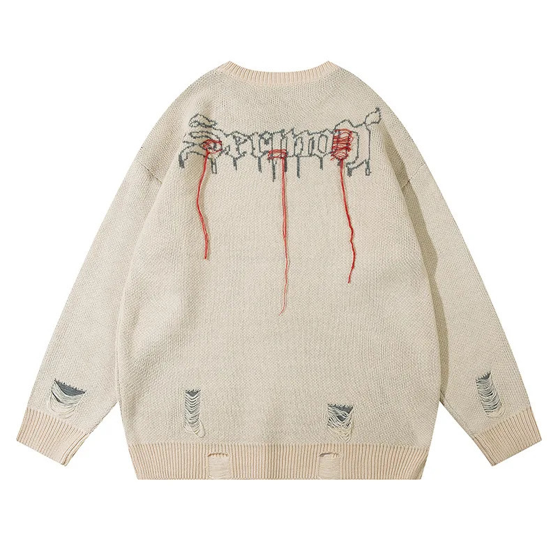 Autumn And Winter Harajuku Fashion Skull Pullover Men Y2K Gothic Hip Hop Casual Punk Joker Couple Sweater Tops 241031