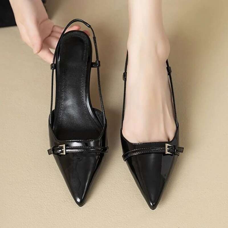 Pointed Toe Sexy Mid Heels Party Women Sandals Designer Summer Brand Pumps Sgback Casual Shoes Dress Slippers 2023 New