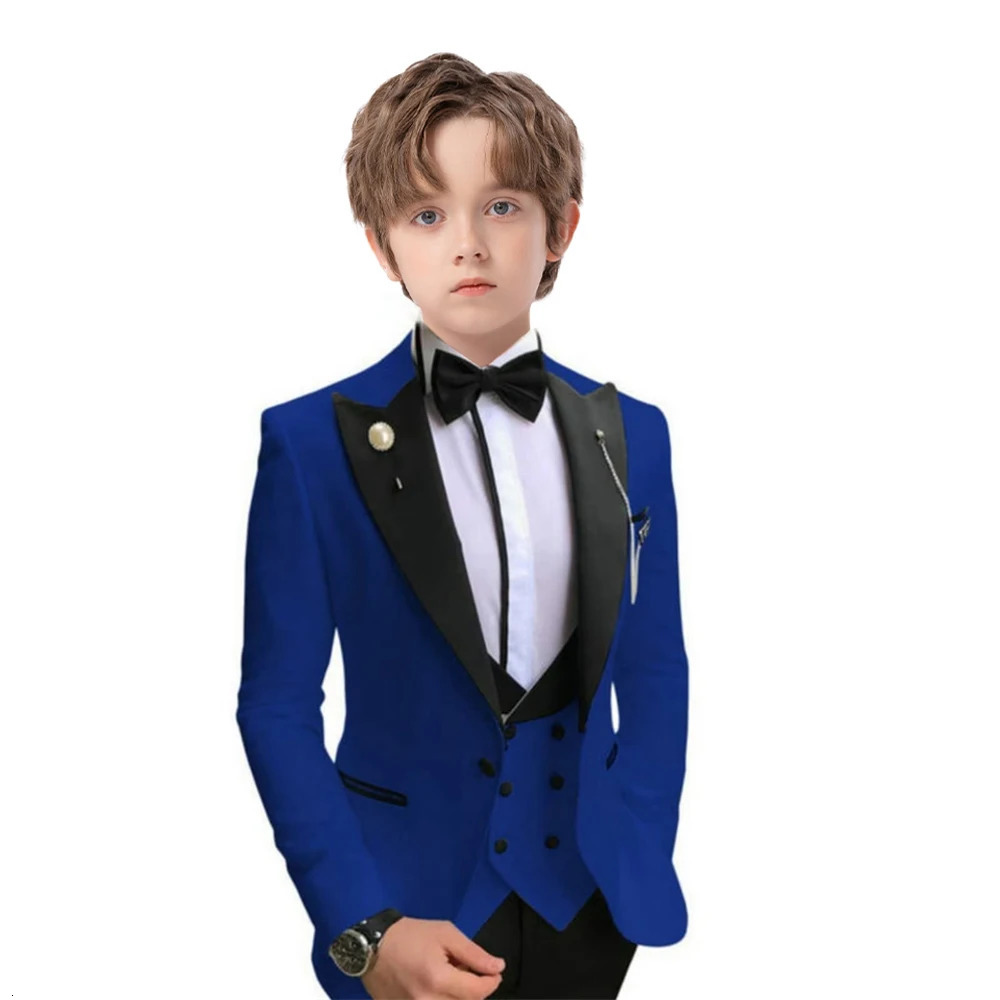 24 Hours Ship 3 Pieces Boys Suit Set For Wedding Ring Bear Year Kids Clothing Children Suits Jacket Pants Vest 241030