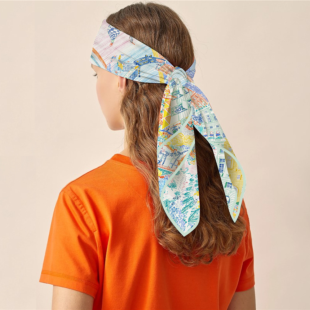Silk Twill Scarf Square Head Scarves Shawls Bandanas Tops Summer Spring Belt Bag Accessories Female Foulard Femme Christmas gifts Les Folies du Faubou