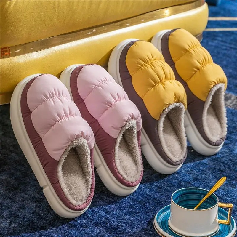 womens mens anti slip winter warm plush waterproof thick sole leisure apartment family couple anti slip soft fur slider 241031