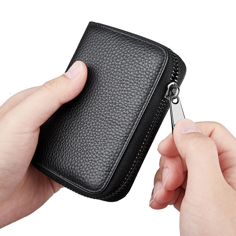 New designer fashionable solid color lychee pattern bag with multiple slots, large capacity, ID card, driver's license clamping, compact high-end