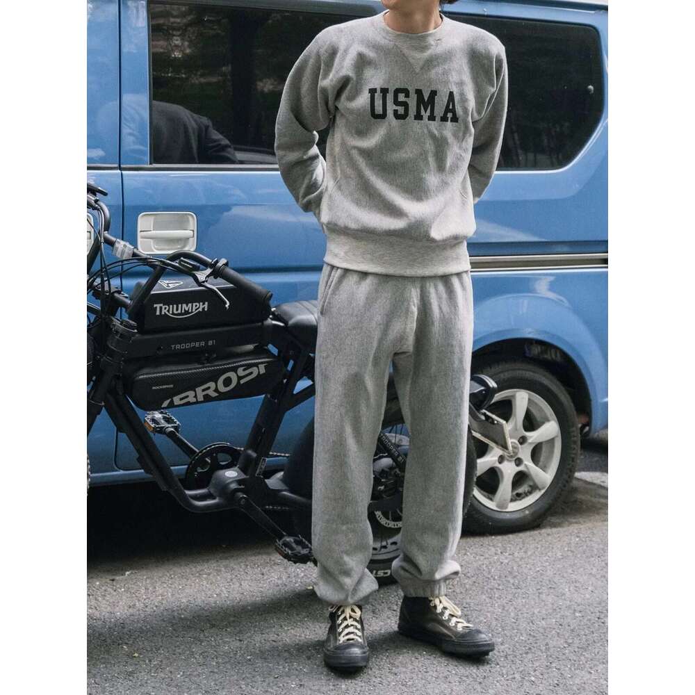 Red Bronson USMA Jogging Pants American Casual Style Men's Heavyweight Sweatpants In Gray