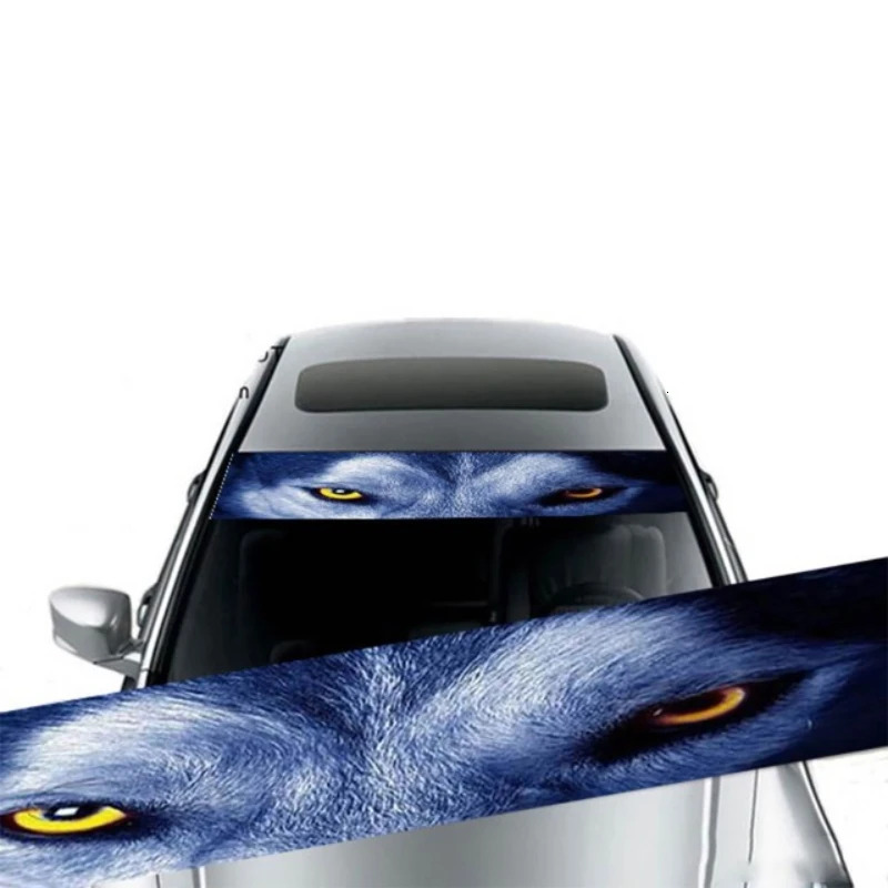 New 3D Car Stickers Wolf Eyes And Skull Pattern For Front Windshield Auto Rear Window Sunscreen Vinyl Decals Cool Animal Decoration