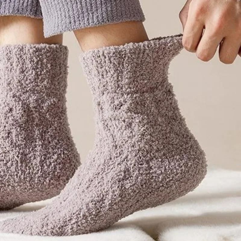 Winter Coral Fleece Warm Sock Anti Odor Comfortable Thick Plush Thermal Socks Outdoor Sports Foot Protection Anti Wear Hosiery 241031