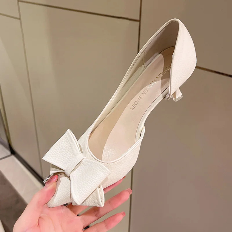2024 Bowknit Thin Heels Pumps Women Blue Elegant Slip-On Party Shoes Woman Summer Pointed Toe Solid Color High Heels Shoes 241031