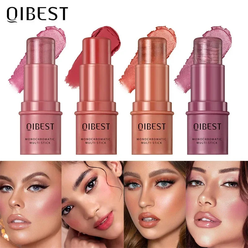3-in-1 Cheek Blush Stick Lip Tinted Eyes Cheek Lips Brighten Cream Water-resistant Moisturizing Face Contouring Shadow Blusher 241031