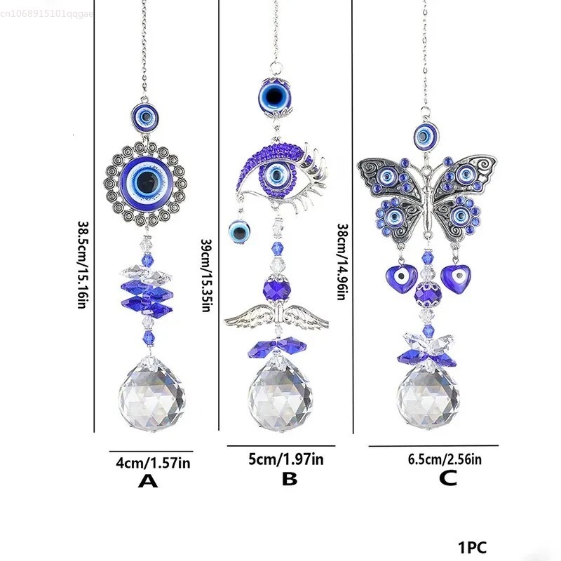 New Hanging Crystal Sun Evil Eye A Hand Rainbow Maker Colored Glass Light Catcher Prism Home Garden Decoration Decor