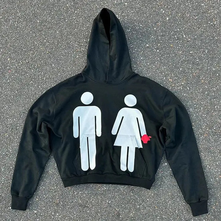 Vintage Adam and Eve Print Hoodies Women Men Harajuku Streetwear Oversized Sweatshirt Goth Y2k Top High Street Pocket Hoodie 241031