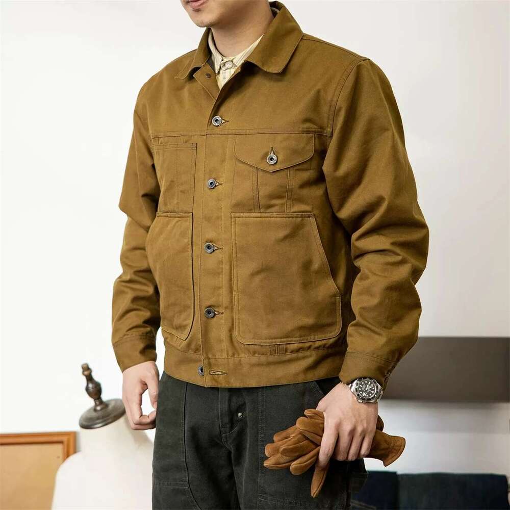 Tornado Waxed Canvas Cruiser Jacket Water Resistant Red Style Men's Work Outerwear