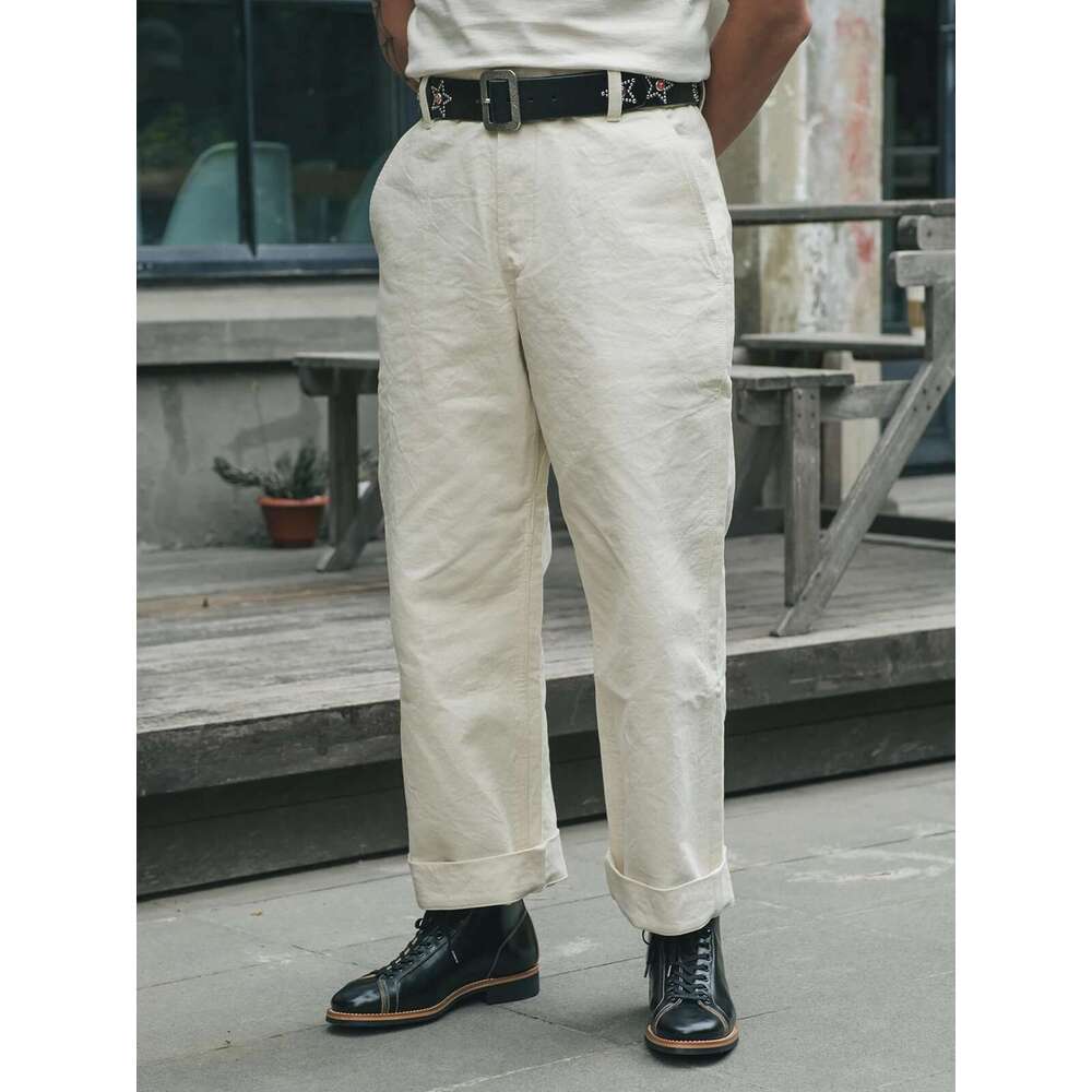 Red Bronson Naval Heritage Work Pants Wide Straight Leg Men's Casual Trousers High Rise