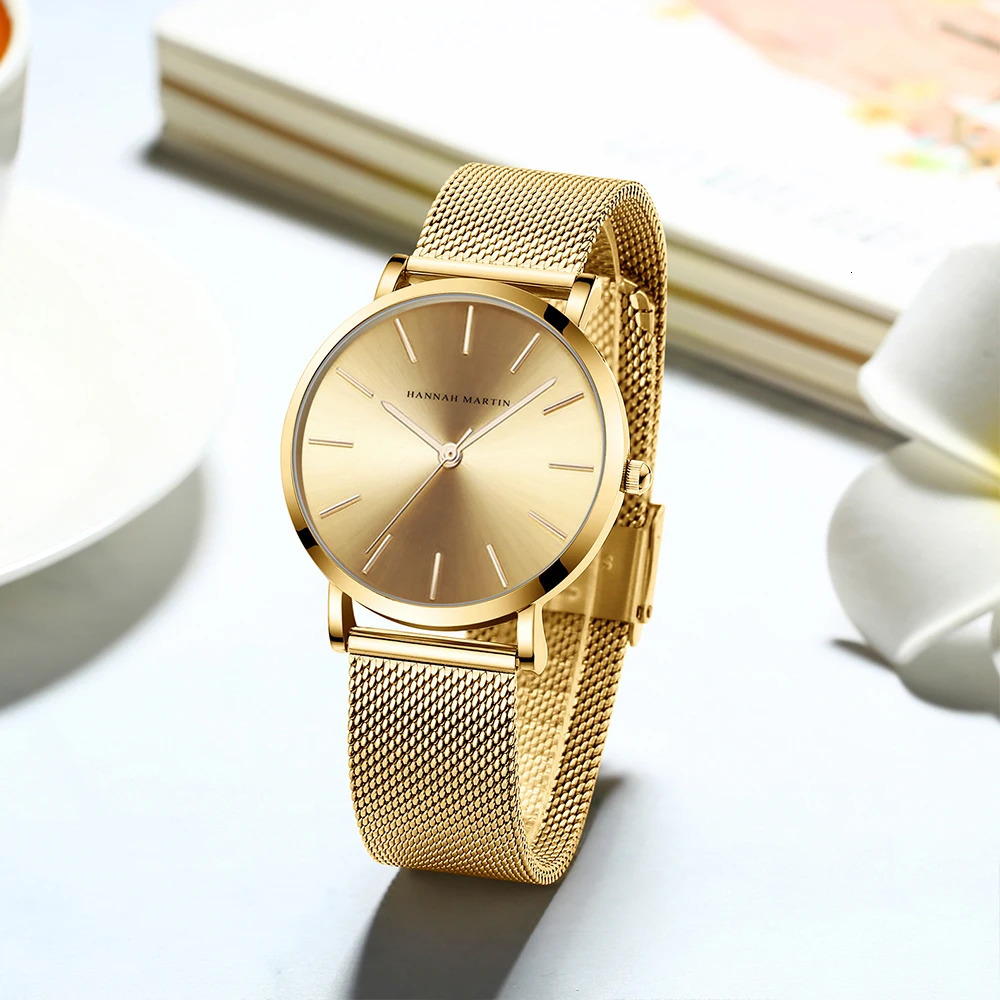 Drop A Quality Stainless Steel Band Japan Quartz Movement Waterproof Women Full Rose Gold Ladies Wrist Watch 241030