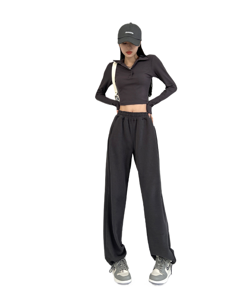 Sports women's trousers wide-legged trousers spring and autumn thin section high waist loose thin sports trousers idle wide-legged women's t