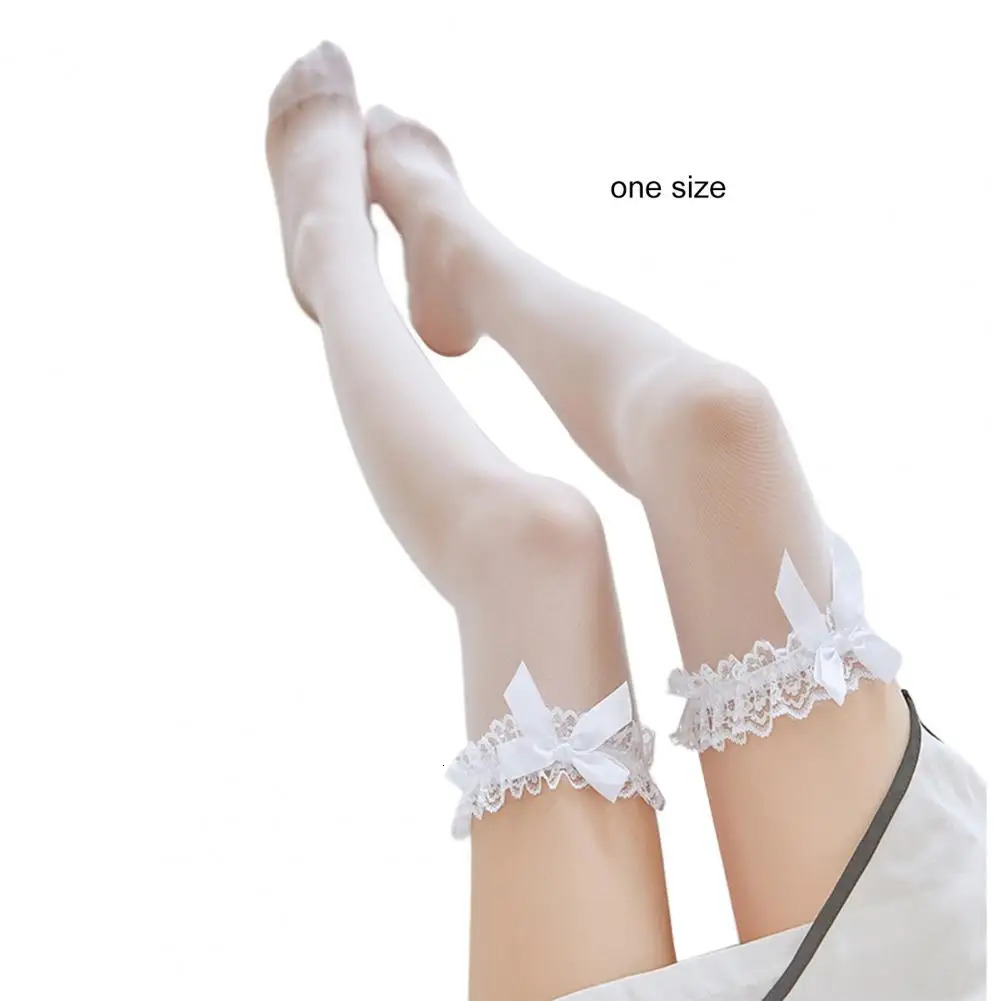 Women Stockings Trendy Stretchy Thigh High Socks Cute Ladies Stockings Transparent Bow-knot Stockings for Daily Wear 241031