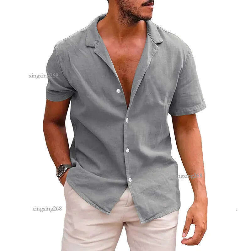 Men's Casual Shirts Men's Hawaiian Floral Shirt Loose Tropical Holiday Linen Beach
